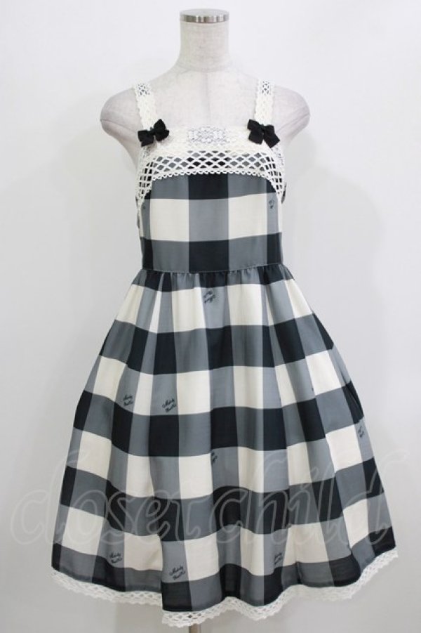 画像1: Melody BasKet / Melody Block Checkジャンパースカート  ブラック H-26-03-22-015-LO-OP-KB-ZH (1)