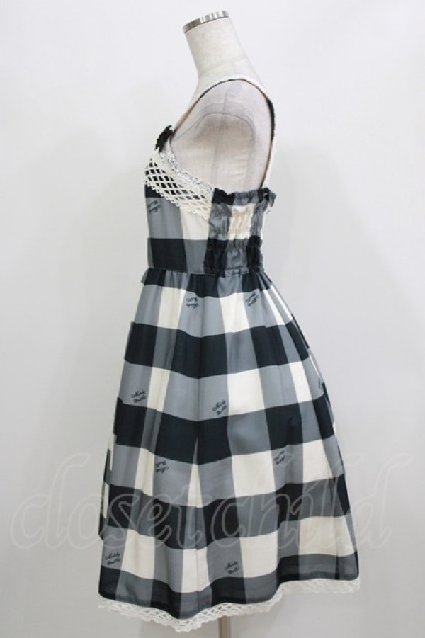 画像2: Melody BasKet / Melody Block Checkジャンパースカート  ブラック H-26-03-22-015-LO-OP-KB-ZH (2)