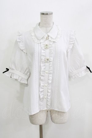 画像: DearMyLove / 3連ビジューレースフリルブラウス L オフ H-26-03-23-028-EL-BL-NS-ZH