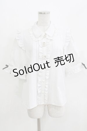 画像: DearMyLove / 3連ビジューレースフリルブラウス L オフ H-26-03-23-028-EL-BL-NS-ZH