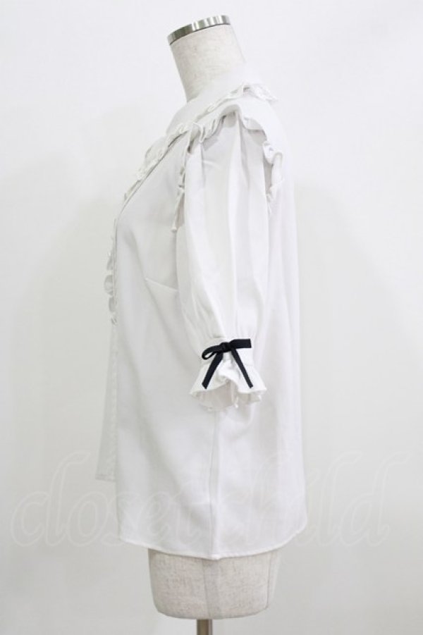 画像2: DearMyLove / 3連ビジューレースフリルブラウス L オフ H-26-03-23-028-EL-BL-NS-ZH (2)