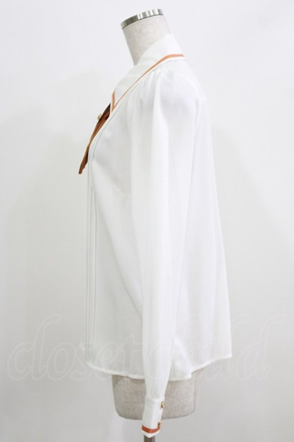 画像2: Amavel / Message Stripeクロスタイシャツブラウス Free オフ/オレンジ H-26-03-23-029-CA-BL-NS-ZH (2)