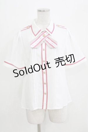 画像: Amavel / Message Stripeクロスタイシャツブラウス Free オフ/ピンク H-26-03-23-032-CA-BL-NS-ZH