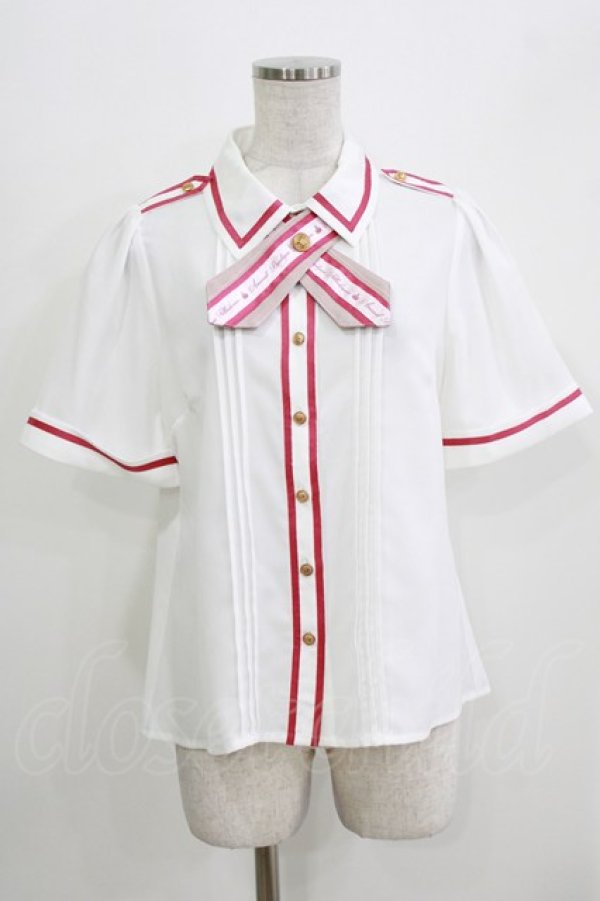 画像1: Amavel / Message Stripeクロスタイシャツブラウス Free オフ/ピンク H-26-03-23-032-CA-BL-NS-ZH (1)