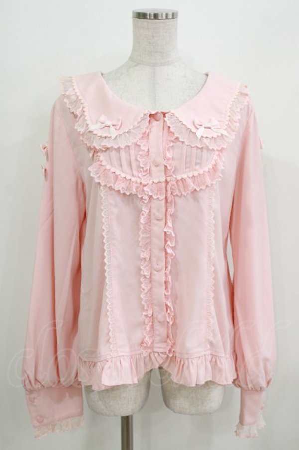 画像1: Jxiu Fang（海外ロリータブランド） / ヨーク切替ブラウス L ピンク H-26-03-23-033-PU-BL-NS-ZH (1)