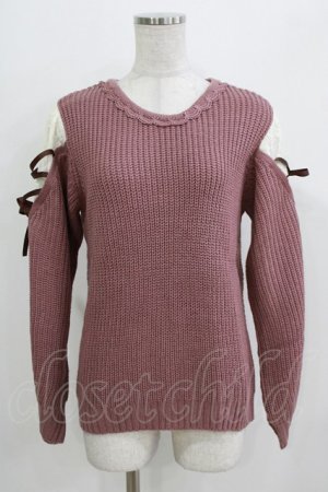 画像: axes femme / 袖レースアップデザインニット M ピンク H-26-03-23-036-AX-TO-NS-ZH