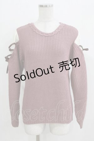 画像: axes femme / 袖レースアップデザインニット M ピンク H-26-03-23-036-AX-TO-NS-ZH