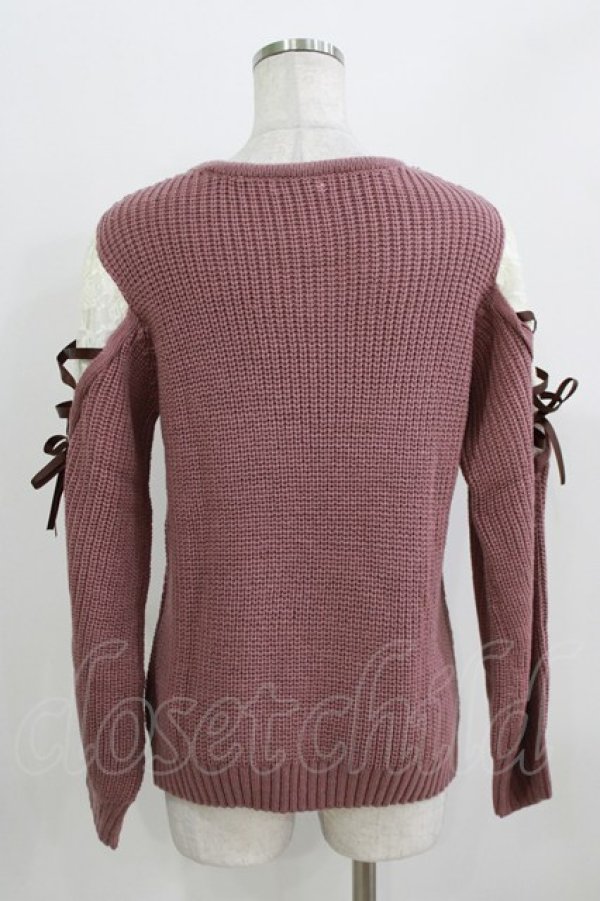 画像3: axes femme / 袖レースアップデザインニット M ピンク H-26-03-23-036-AX-TO-NS-ZH (3)