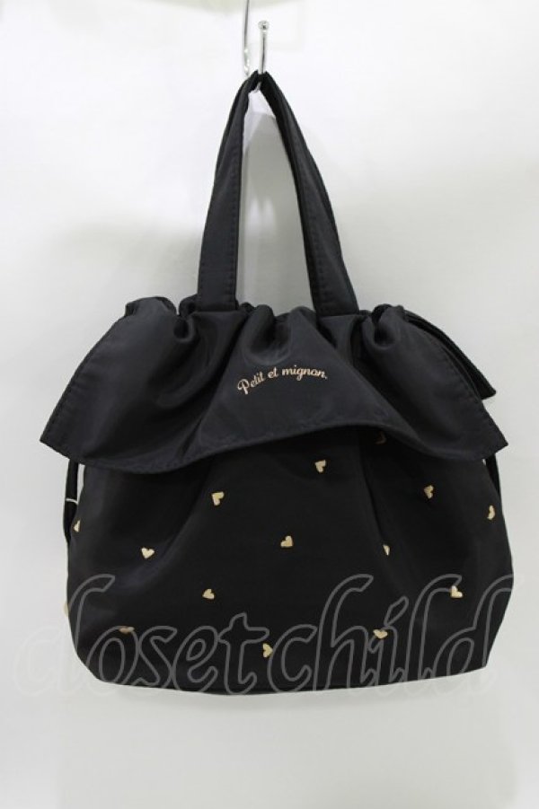 画像1: m petit by misako / AMシシュウキンチャクトート  ブラック H-26-03-23-040-LO-BG-NS-ZH (1)