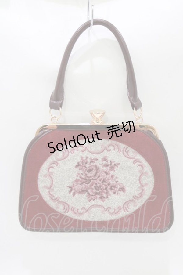 画像1: an another angelus / フレームローズ刺繍がま口バッグ  Bordeaux H-26-03-23-046-CA-BG-NS-ZH (1)