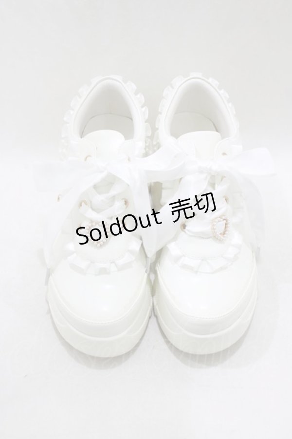 画像1: Amavel / 厚底フリルスニーカー L/24cm~24.5cm 白 H-26-03-23-073-CA-SH-NS-ZH (1)