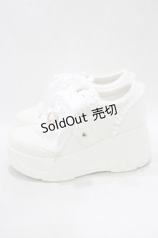 画像2: Amavel / 厚底フリルスニーカー L/24cm~24.5cm 白 H-26-03-23-073-CA-SH-NS-ZH (2)