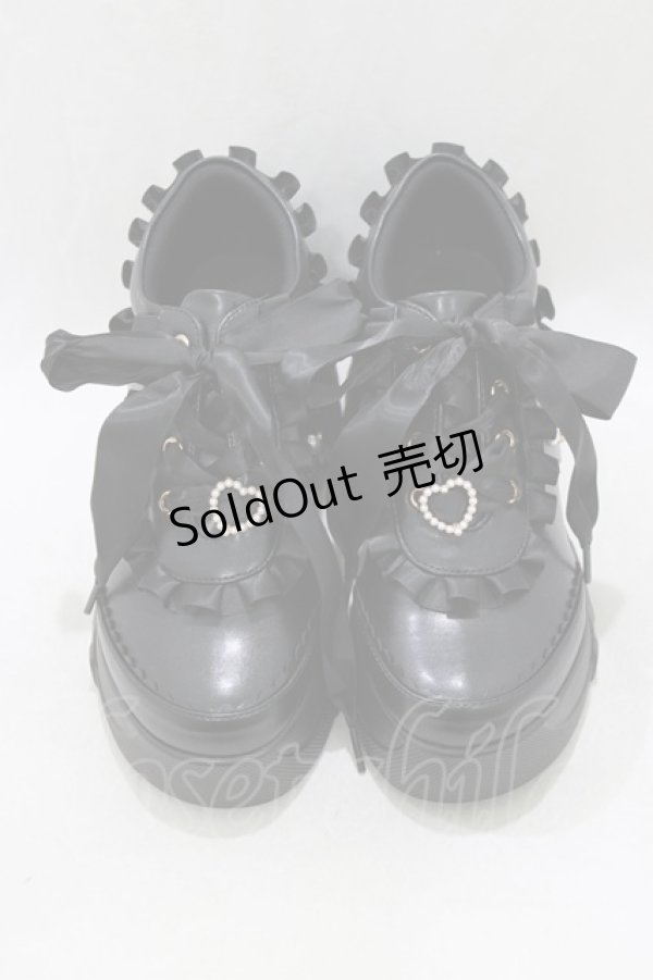 画像1: Amavel / 厚底フリルスニーカー L/24cm~24.5cm ブラック H-26-03-23-074-CA-SH-NS-ZH (1)