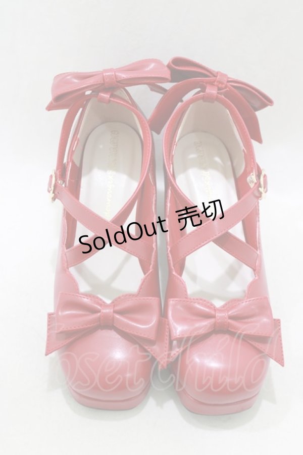 画像1: virally / 星名桜子/HSリボンパンプス L レッド H-26-03-23-076-PU-SH-NS-ZH (1)