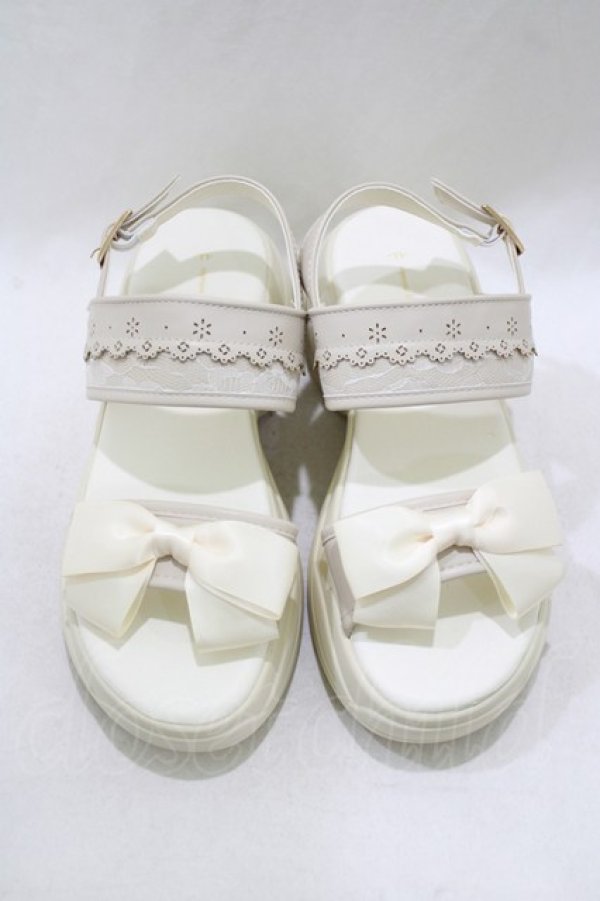 画像1: m petit by misako / AMリボンスニーカーサンダル LL アイボリー H-26-03-23-078-LO-SH-NS-ZH (1)