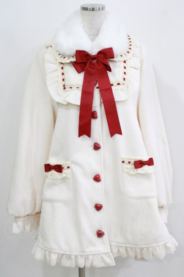 画像1: To Alice / いちごホイップヨーク切り替えコート S オフ/レッド H-26-03-23-017-LO-CO-NS-ZH (1)