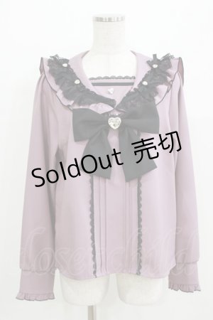 画像: DearMyLove / ハートリボンたっぷりフリルセーラーブラウス L パープル/ブラック H-26-03-23-027-EL-BL-NS-ZH