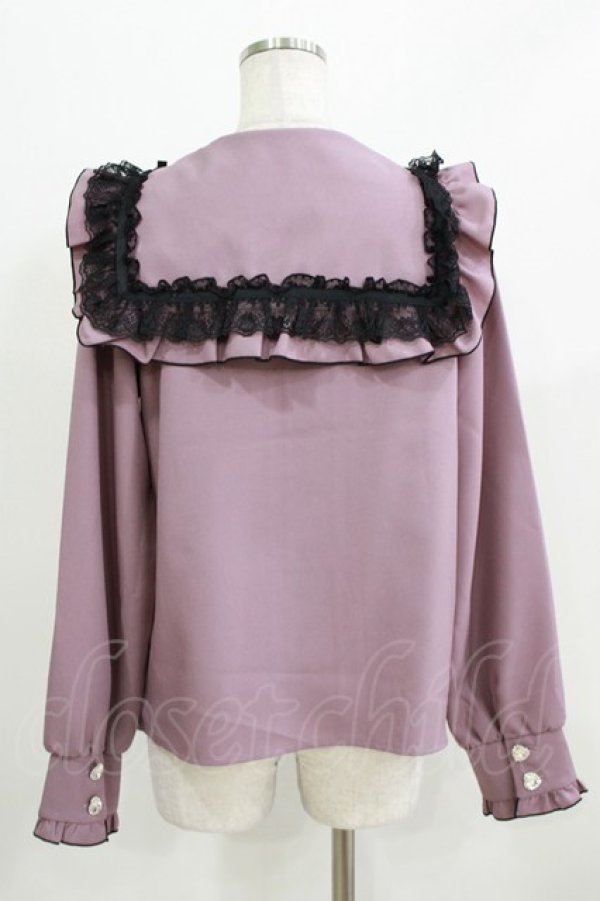 画像3: DearMyLove / ハートリボンたっぷりフリルセーラーブラウス L パープル/ブラック H-26-03-23-027-EL-BL-NS-ZH (3)