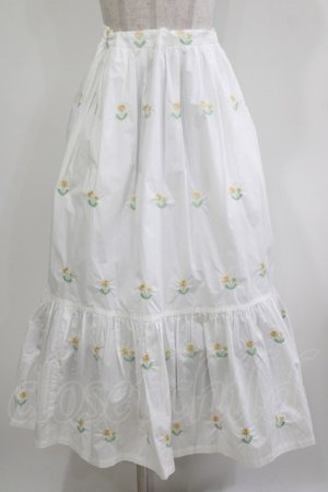 画像: Jane Marple Dans Le Salon / ダンデライオンエンブロイダリートレーンスカート  オフホワイト H-26-03-24-025-JM-SK-KB-ZH