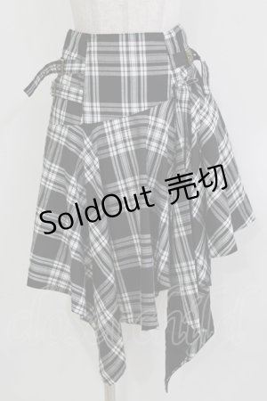 画像: PEACE NOW / イレギュラーチェックスカート  ブラック H-26-03-24-031-PU-SK-KB-ZH