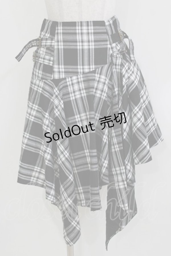 画像1: PEACE NOW / イレギュラーチェックスカート  ブラック H-26-03-24-031-PU-SK-KB-ZH (1)