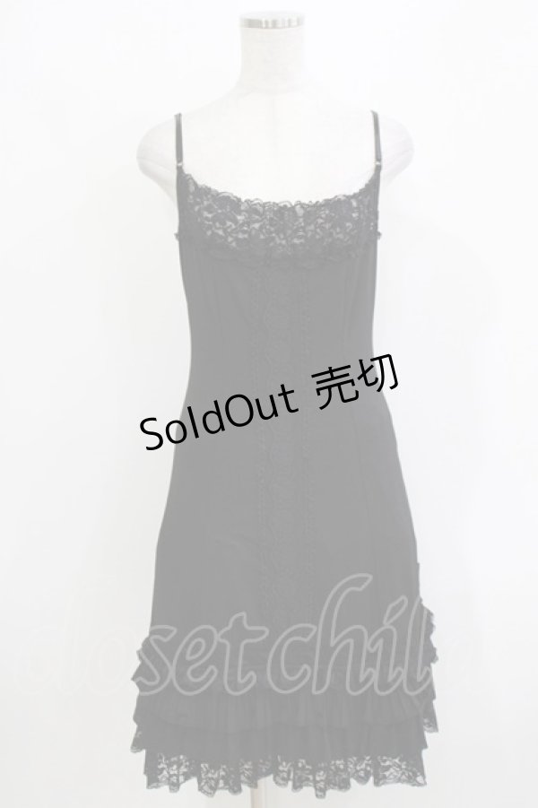 画像1: Ozz oneste / レースフリルインナーキャミワンピース  ブラック H-26-03-24-033-OO-OP-KB-ZH (1)