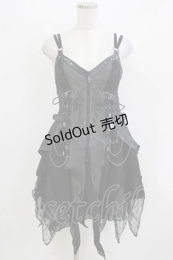 画像1: Ozz oneste / Garden of Fallen Angelビスチェワンピース  ブラック H-26-03-24-036-OO-OP-KB-ZH (1)