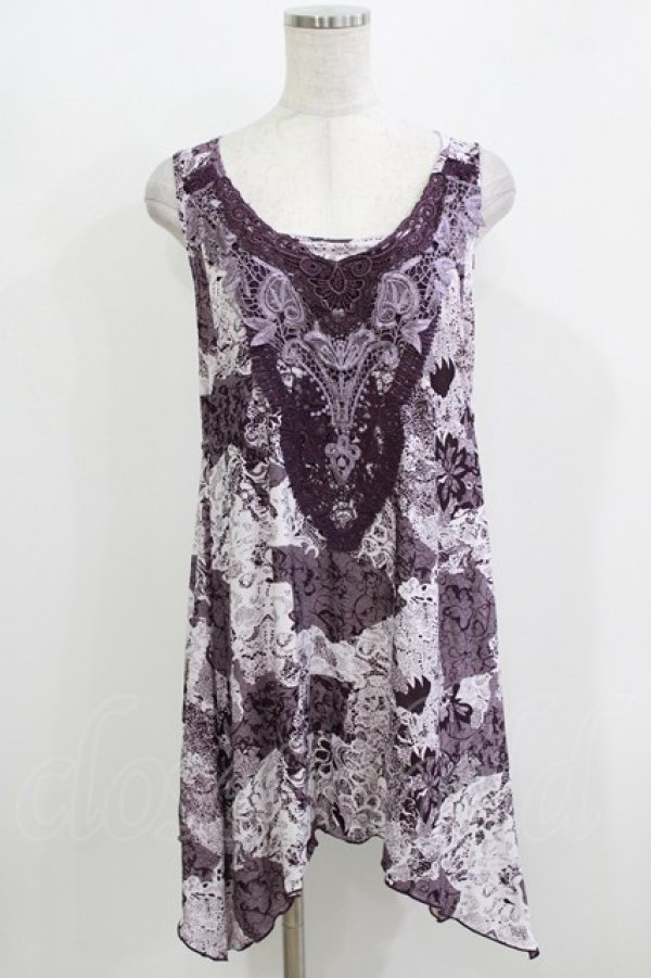 画像1: Rozen Kavalier / レースプリントチュニックトップス  パープル H-26-03-24-037-OO-TO-KB-ZH (1)