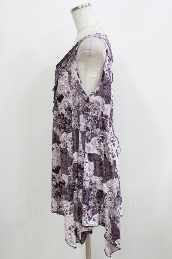 画像2: Rozen Kavalier / レースプリントチュニックトップス  パープル H-26-03-24-037-OO-TO-KB-ZH (2)