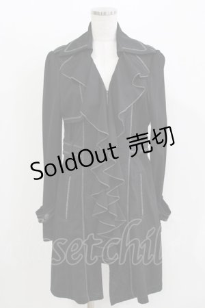 画像: OZZ ANGELO / レース切替フラッフィーロングジャケット  ブラック H-26-03-24-041-OO-JA-KB-ZH