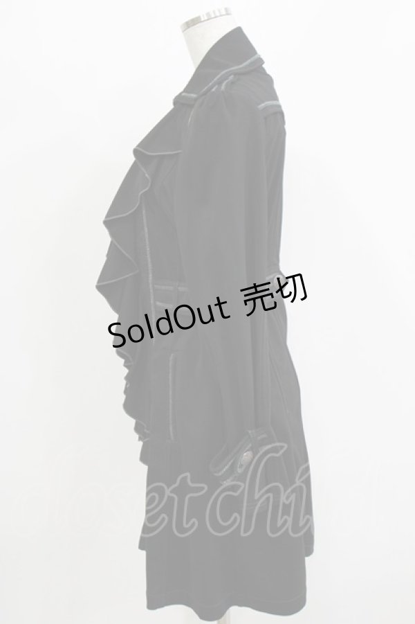 画像2: OZZ ANGELO / レース切替フラッフィーロングジャケット  ブラック H-26-03-24-041-OO-JA-KB-ZH (2)