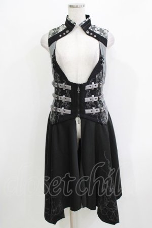 画像: Ozz Croce / オーバー付きベスト  ブラック×シルバー H-26-03-24-043-OO-TO-KB-ZH