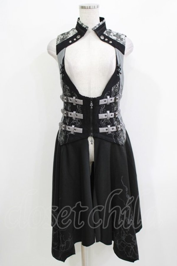 画像1: Ozz Croce / オーバー付きベスト  ブラック×シルバー H-26-03-24-043-OO-TO-KB-ZH (1)