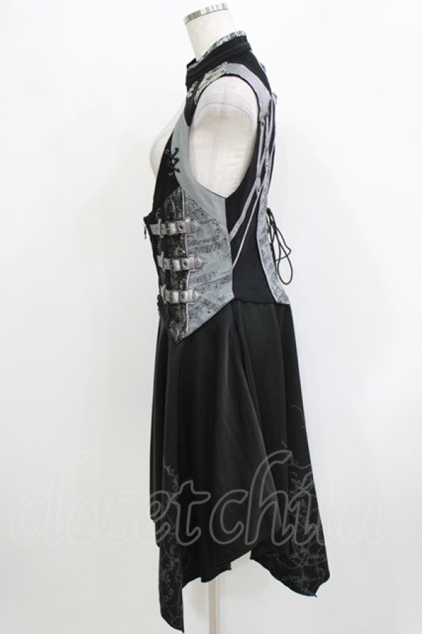 画像2: Ozz Croce / オーバー付きベスト  ブラック×シルバー H-26-03-24-043-OO-TO-KB-ZH (2)