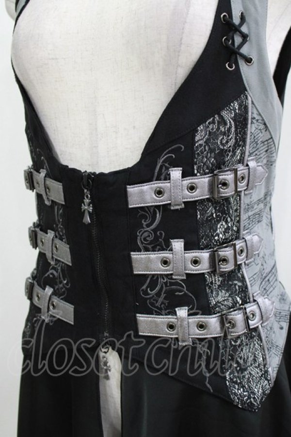 画像4: Ozz Croce / オーバー付きベスト  ブラック×シルバー H-26-03-24-043-OO-TO-KB-ZH (4)