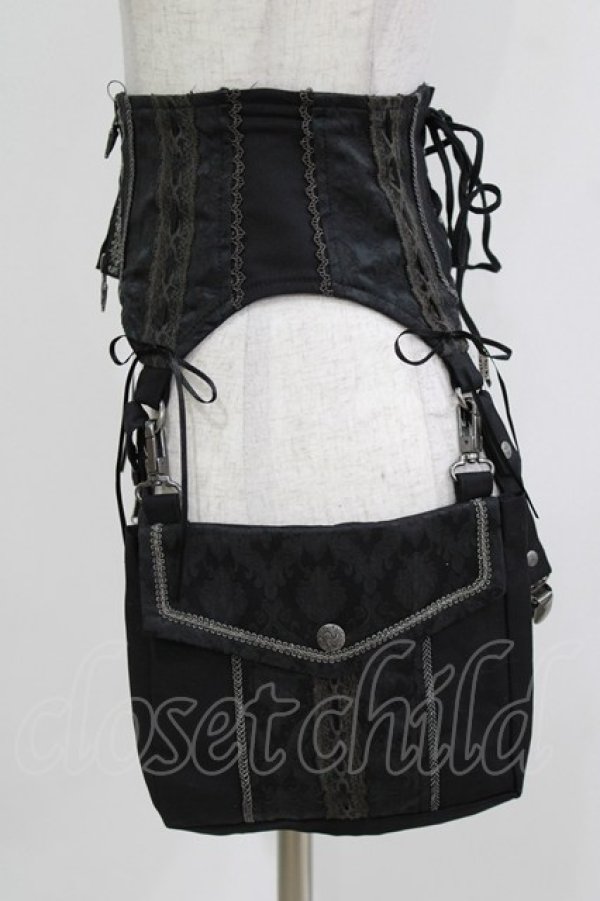 画像2: Ozz oneste / ポケットフラップコルセット風ベルト  ブラック H-26-03-24-044-OO-ZA-KB-ZH (2)