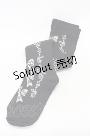 画像: Innocent World / ローズリボンオーバーニーソックス  ブラック H-26-03-24-1001-IW-ZA-NS-ZH