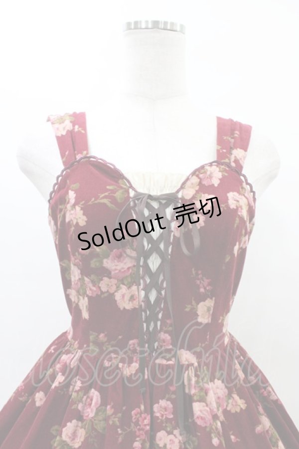 画像4: Victorian maiden / ローズコールレースアップジャンパースカート Free ボルドー H-26-03-24-1025-CL-OP-NS-ZH (4)