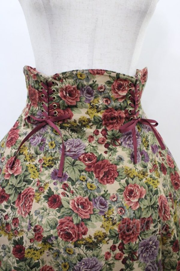 画像4: Victorian maiden / フォレストローズスカート Free グレイベージュ×コーラルレッド Gray Beige x Coral Red H-26-03-24-1027-CL-SK-NS-ZH (4)