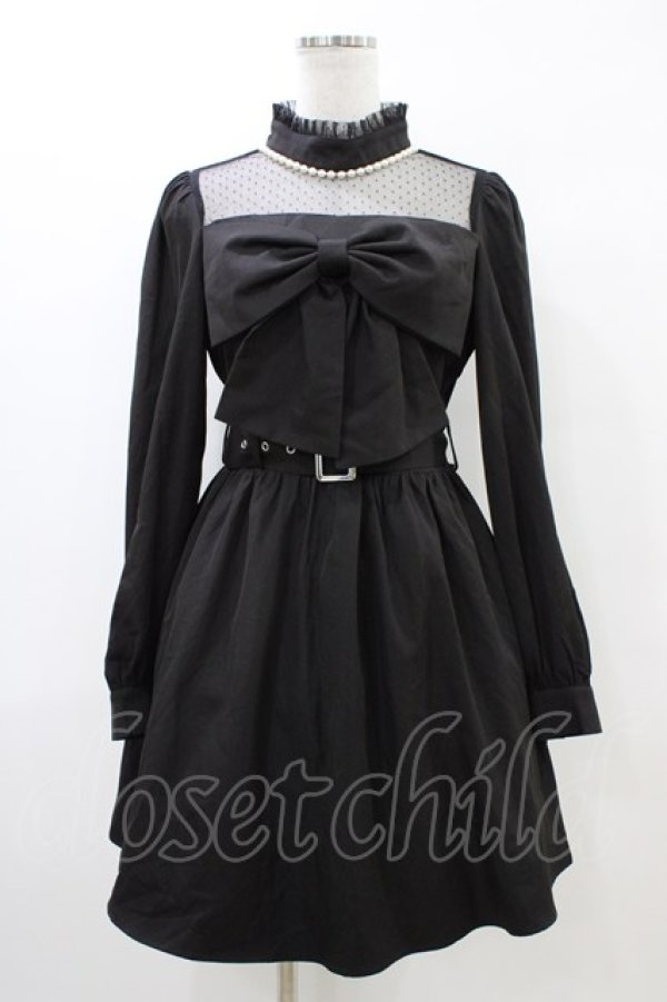 画像1: Ank Rouge / Bigリボンワンピース M ブラック H-26-03-24-1031-CA-OP-NS-ZH (1)