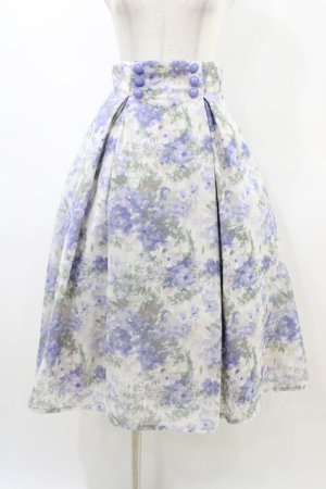 画像: an another angelus / ダブル釦水彩フラワー柄タックスカート Free light blue H-26-03-24-1038-CA-SK-NS-ZH