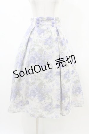 画像: an another angelus / ダブル釦水彩フラワー柄タックスカート Free light blue H-26-03-24-1038-CA-SK-NS-ZH