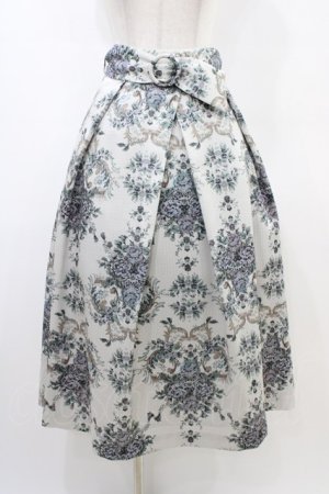画像: an another angelus / インテリアフラワー柄タックスカート Free BLUE GRAY H-26-03-24-1039-CA-SK-NS-ZH