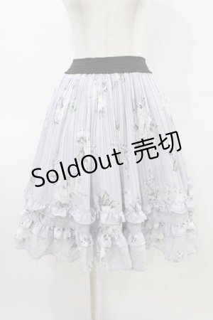 画像: axes femme / 薔薇柄プリーツフリルスカート M ラベンダー H-26-03-24-1040-AX-SK-NS-ZH