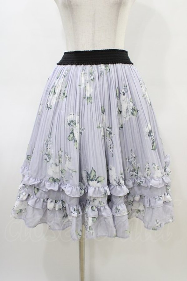 画像1: axes femme / 薔薇柄プリーツフリルスカート M ラベンダー H-26-03-24-1040-AX-SK-NS-ZH (1)