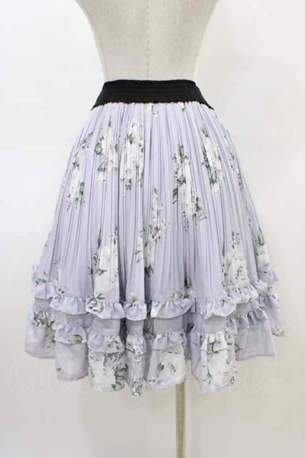 画像2: axes femme / 薔薇柄プリーツフリルスカート M ラベンダー H-26-03-24-1040-AX-SK-NS-ZH (2)
