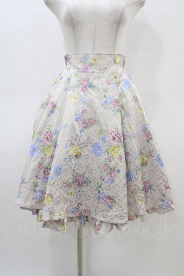 画像1: axes femme kawaii / クラシックブーケ柄スカート M 生成り H-26-03-24-1041-AX-SK-NS-ZH (1)