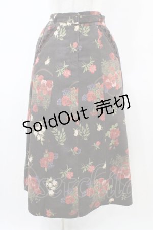 画像: axes femme / バスケットブーケ柄スカート M ブラウン H-26-03-24-1043-AX-SK-NS-ZH