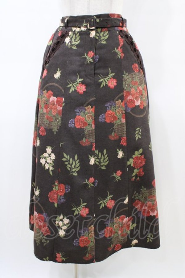 画像1: axes femme / バスケットブーケ柄スカート M ブラウン H-26-03-24-1043-AX-SK-NS-ZH (1)