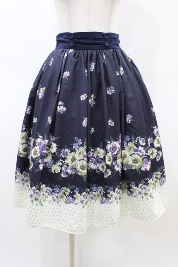 画像1: axes femme / 花柄×ドットスカート M ネイビー H-26-03-24-1044-AX-SK-NS-ZH (1)